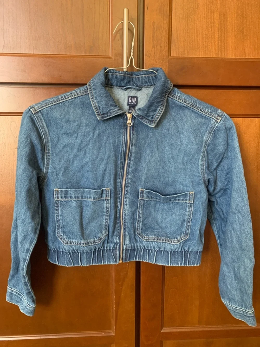 GAP Blue Denim Zip-Up Jean Jacket with Pockets Kids XXL 14-16